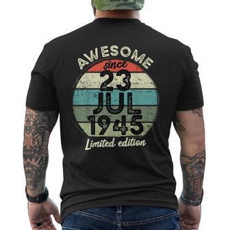 1945年7月23日 80歳の誕生日 80歳 2025年 誕生日 メンズTシャツ バックプリント - Kawaiitshirt