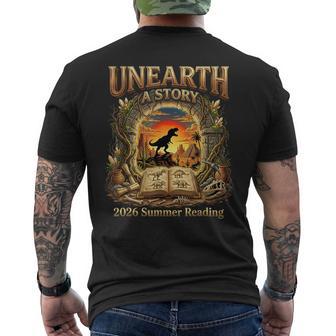 2026 Summer Reading Dinosaur Unearth A Story Book Lover Men's T-shirt Back Print - Monsterry