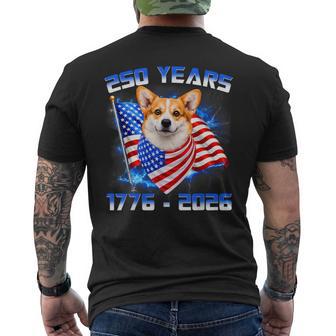 250 America Years 1776 2026 Corgi Dog Lovers American Flag Men's T-shirt Back Print - Thegiftio