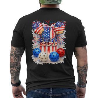 250 Proud Independence 4Th July Costume Pickleball Player Men's T-shirt Back Print - Thegiftio UK
