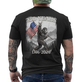 250 Years 1776–2026 Bigfoot & Flag American Patriotic Men's T-shirt Back Print - Monsterry
