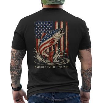 250 Years 1776 2026 Fishing American Flag 4Th Of July Men Men's T-shirt Back Print - Monsterry UK