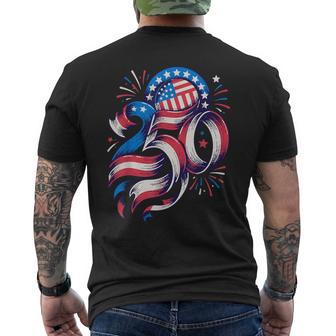 250 Years 1776-2026 Us Flag Ribbon Usa Anniversary Men's T-shirt Back Print | Mazezy