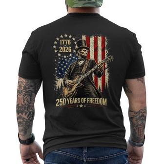 250 Years 1776-2026 Usa Flag Abe Lincoln Playing Guitar Men's T-shirt Back Print - Thegiftio UK