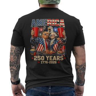 250 Years America Anniversary 250Th Trump Washington Vintage Men's T-shirt Back Print - Thegiftio UK