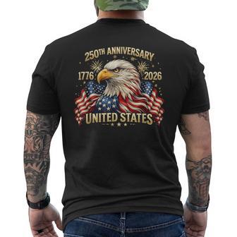 250 Years American Anniversary 1776-2026 Usa Flag Men's T-shirt Back Print - Monsterry