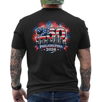 250 Years American Flag 4Th Of July Philadelphia Fireworks Men's T-shirt Back Print - Thegiftio UK