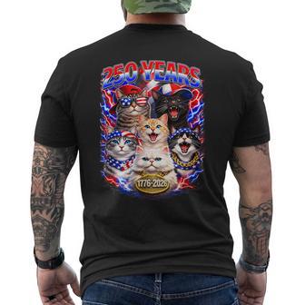 250 Years Cat American Flag 250Th Anniversary 4Th Of July Men's T-shirt Back Print - Monsterry