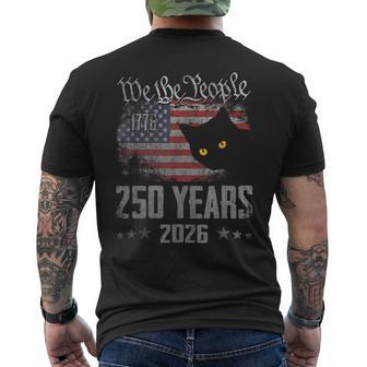 250 Years Cat American Flag 250Th Anniversary 4Th Of July Men's T-shirt Back Print | Mazezy