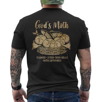 2匹の魚 5つのパン イエスは5000人を養う キリスト教聖書 ヴィンテージ メンズTシャツ バックプリント - Kawaiitshirt