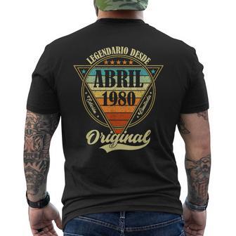 46 Cumpleaños Legendario Desde Abril 1980Intage 46 Años Camiseta Hombre Estampado Espalda - Regaloses