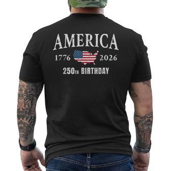 4Th Of July American Flag Vintage 250 Years 1776 2026 Usa Men's T-shirt Back Print - Thegiftio UK