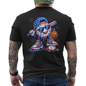 4Th Of July Baseball Drip For Boys Ice Cream American Flag Men's T-shirt Back Print - Thegiftio UK