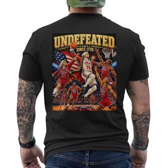 4Th Of July Basketball Undefeated Since 1776 250 Years Men's T-shirt Back Print - Thegiftio UK