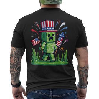 4Th Of July Gamer Pixel Us Flag Gaming Patriotic Kids Boys Men's T-shirt Back Print - Thegiftio UK