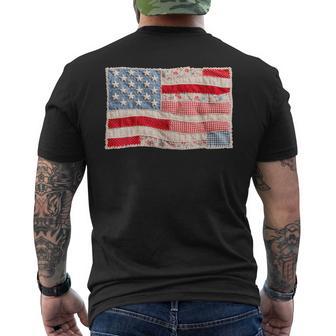 4Th Of July Retro American Flag Patchwork Usa Men's T-shirt Back Print | Mazezy