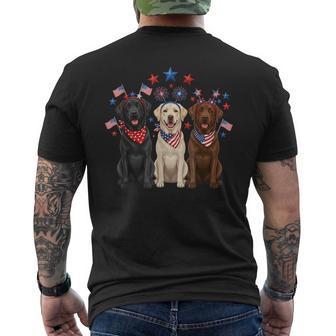4Th Of July Three Labrador Retrievers Patriotic Dog Lover Men's T-shirt Back Print - Thegiftio