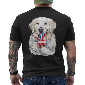 4Th Of July White English Cream Golden Retriever Popsicle Men's T-shirt Back Print - Thegiftio UK