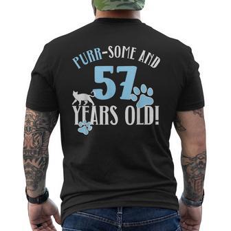 57歳の誕生日 57歳 猫 ママ 猫好き 誕生日 メンズTシャツ バックプリント - Kawaiitshirt