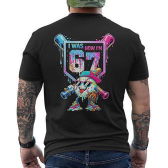 I Was 6 Now Im 7 7Th Birthday Meme Baseball Drip Boy Men's T-shirt Back Print - Thegiftio