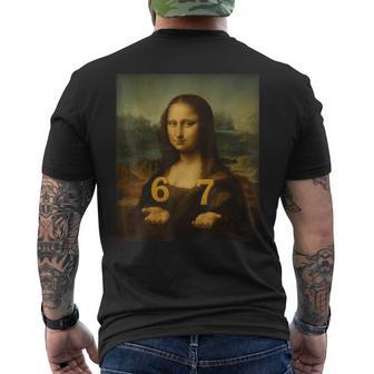 6 7Ixeven Meme 67 Lustiger Mona Lisa Gen Z Alpha-Slang T-Shirt mit Rückendruck - Seseable