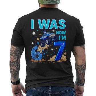 I Was 6 Now I'm 7 Monster Truck 6 7 Birthday Men's T-shirt Back Print - Thegiftio