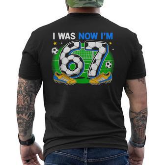 I Was 6 Now I'm 7 Soccer 7Th Birthday Party 6 7 Birthday Boy Men's T-shirt Back Print - Thegiftio