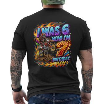 I Was 6 Now I'm 7 Year Old Birthday Boy Motocross 7Th Men's T-shirt Back Print - Thegiftio UK