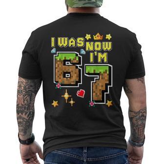 I Was 6 Now I'm 7 Years Old Birthday Gamer Pixel Boy Bday Men's T-shirt Back Print - Thegiftio