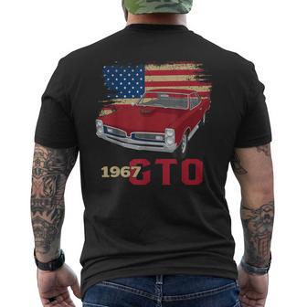 67 1967 Gto Silhouette Muscle Car American Flag Men's T-shirt Back Print - Thegiftio UK