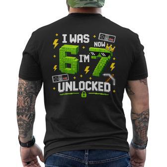 7Th Birthday I Was 6 Now Im 7 Unlocked 67 Boys Kids Youth Men's T-shirt Back Print - Thegiftio