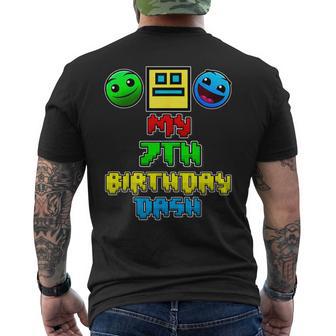 My 7Th Birthday Dash Video Game Theme Kids 7 Party Geometry Men's T-shirt Back Print - Thegiftio UK