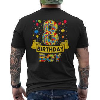 8 Year Old Birthday Boy Bricks 8Th Birthday Boy Eight Bday Men's T-shirt Back Print - Thegiftio UK