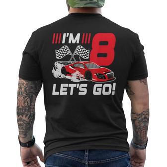 8 Year Old Race Car 8Th Birthday Racecar Racing Boy Men's T-shirt Back Print - Thegiftio UK