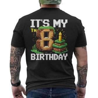 8Th Birthday Boy 8 Year Old Birthday Gamer Pixel Men's T-shirt Back Print - Thegiftio UK