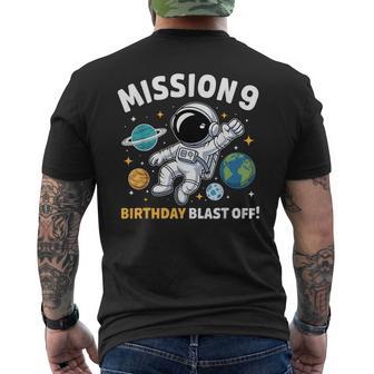 9Th Birthday Astronaut Space Rocket 9 Years Old Boys Men's T-shirt Back Print - Thegiftio UK