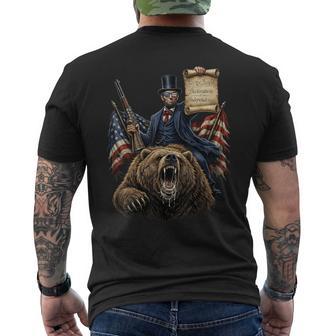 Abe Lincoln Riding Bear With Declaration Patriotic 4Th Men's T-shirt Back Print - Thegiftio UK
