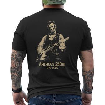 Abraham Lincoln Playing Guitar 4Th July 250Th Anniversary Men's T-shirt Back Print - Monsterry