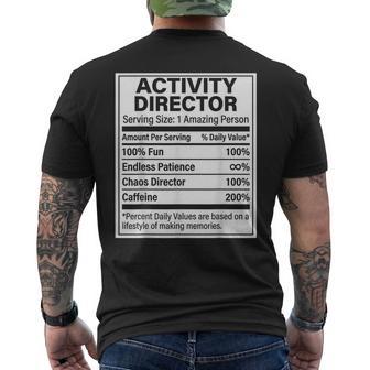 Activity Director Nutrition Facts Activity Director Men's T-shirt Back Print | Seseable UK