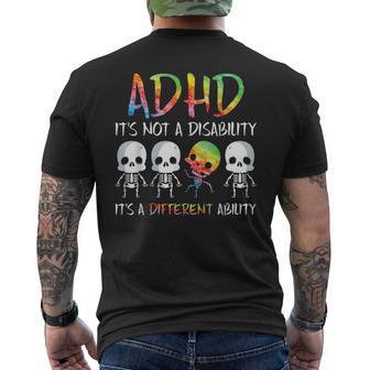 Adhd It's Not Disability It's A Different Abilitykeleton メンズTシャツ バックプリント - Kawaiitshirt