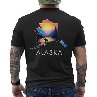 Alaskan Animal Moose Alaska Map Men's T-shirt Back Print - Thegiftio UK