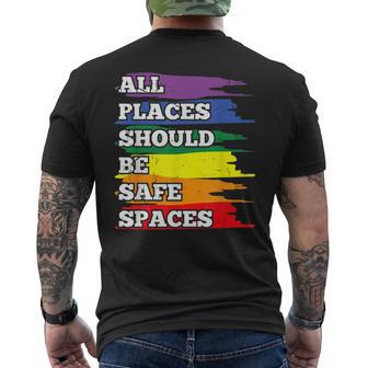 All Placeshould Beafepaces ゲイプライド 同盟国 Lgbtq Month メンズTシャツ バックプリント - Kawaiitshirt