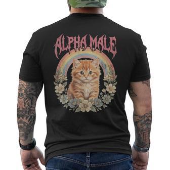 Alpha Male Gatito Divertido Gato Arco Iris Flores Camiseta Hombre Estampado Espalda - Regaloses