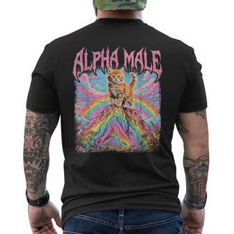 Alpha Male Kätzchen Lustige Katze Regenbogen Blumen T-Shirt mit Rückendruck - Seseable