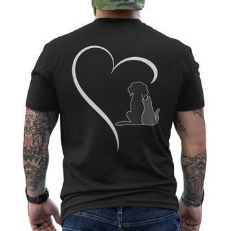 Amante De Las Mascotas Con Corazón De Perros Y Gatos In Mangas Camiseta Hombre Estampado Espalda - Regaloses