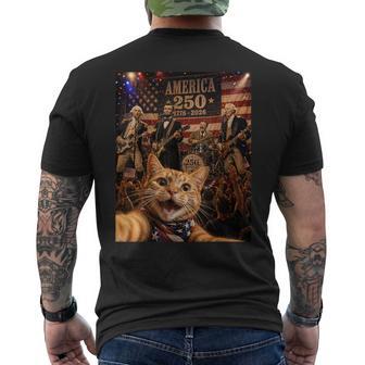 America 250Th Anniversary Cat Selfie Rock Concert 4Th July Men's T-shirt Back Print - Thegiftio UK