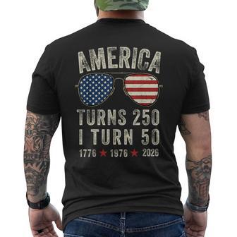 America Turns 250 I Turn 50 1776 1976 2026-50Th Birthday Men's T-shirt Back Print - Monsterry UK