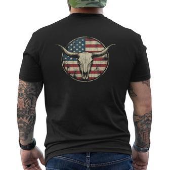 American Bull Skull Vintage Usa Western Cattle Men's T-shirt Back Print - Thegiftio UK