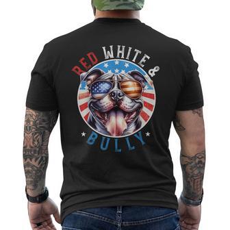 American Bully Dog 4Th Of July Red White And Bully Lovers Men's T-shirt Back Print - Thegiftio UK