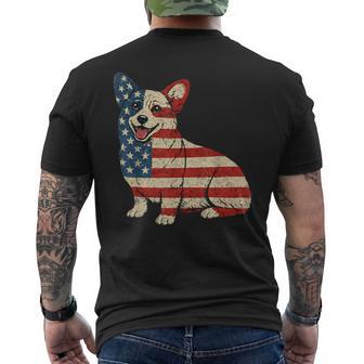 American Flag Dog Corgi 4Th Of July Men's T-shirt Back Print - Monsterry UK